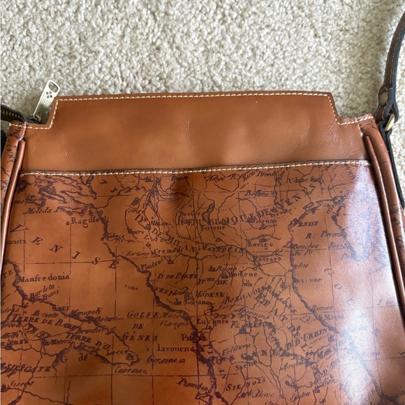Patricia Nash Map Print Leather Crossbody Bag Brown Vintage Adjustable purse - Picture 14 of 16
